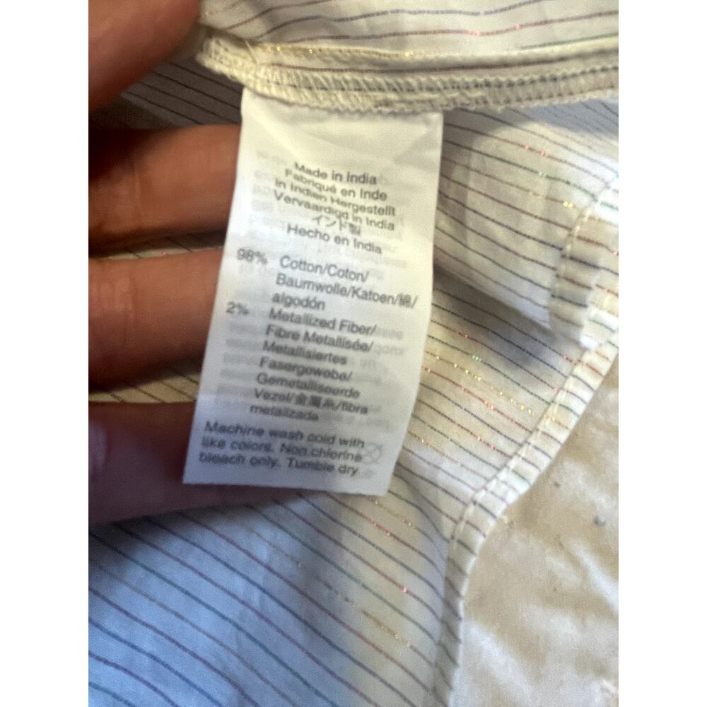 Madewell Ruffle - Sleeve Bib Top Metallic Stripe - Size Sm - Picture 5 of 8